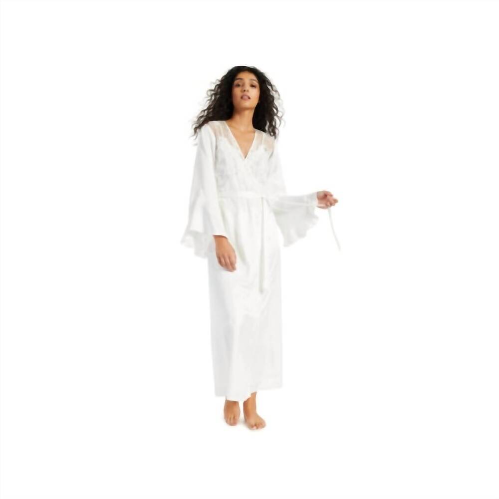 NEW I.N.C. INTERNATIONAL CONCEPTS long satin wrap robe in washed white